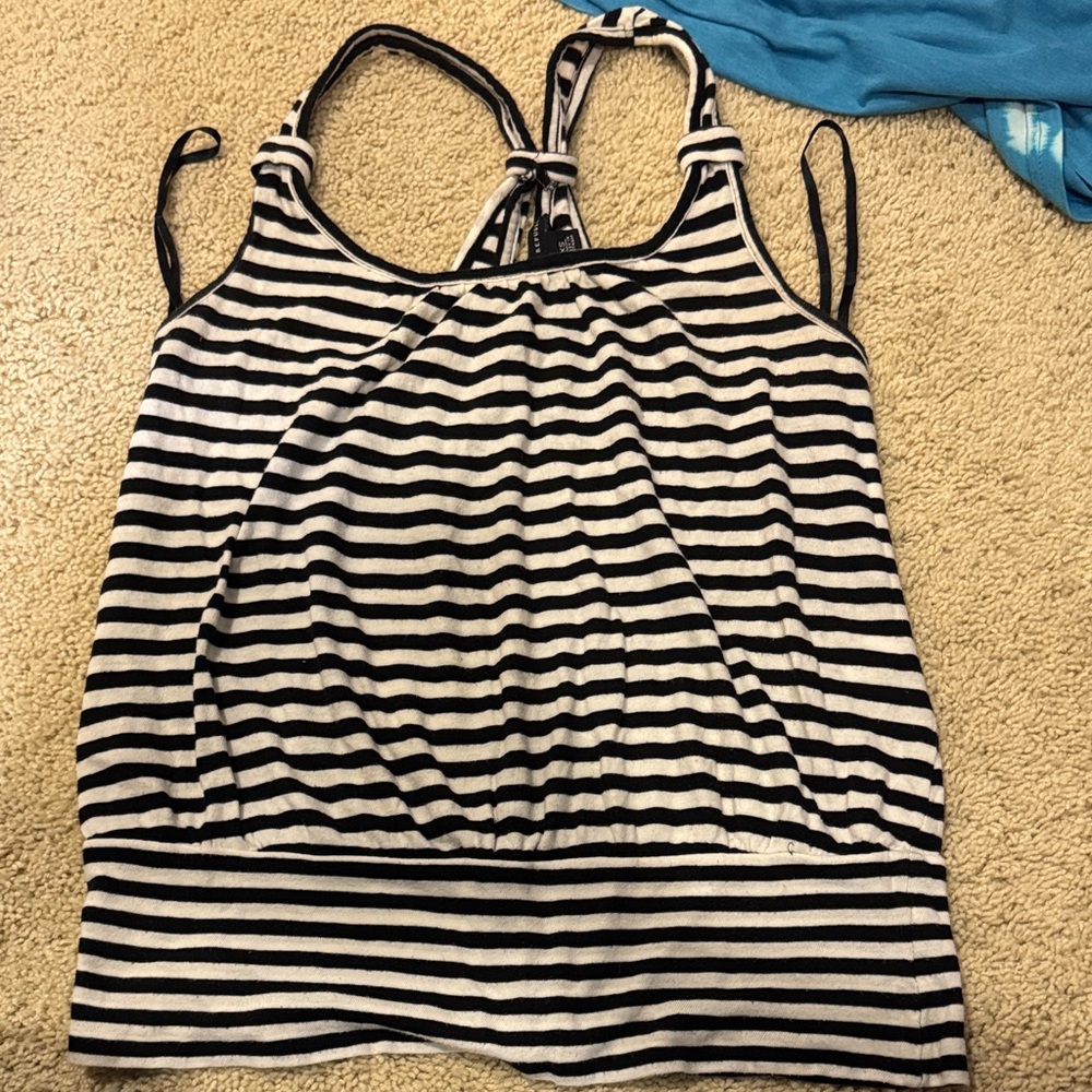 Banana Republic Black and White Striped Tank Top
